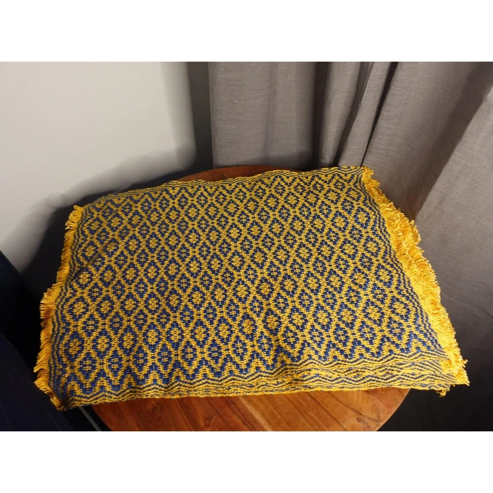 Set of 7- Royal blue and yellow‎ cotton placemats